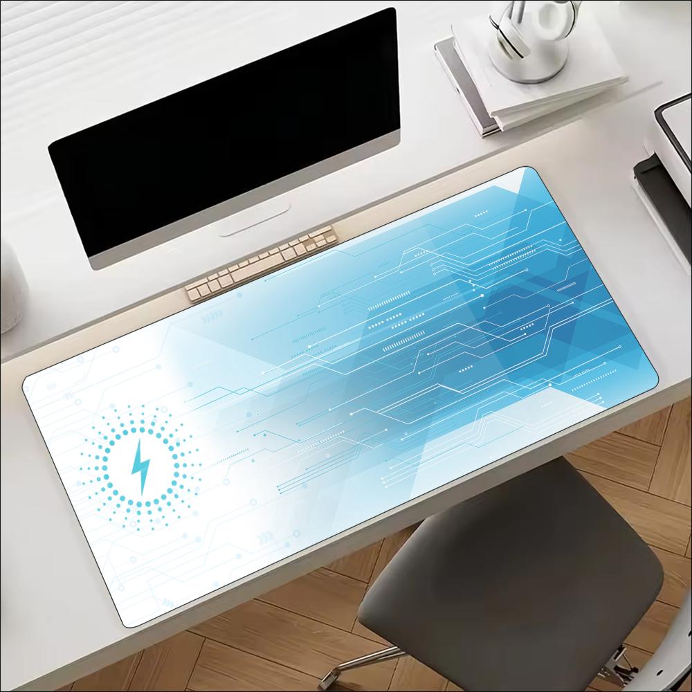 Office Tech Set Up - Blue Tech Circuit Gear Pattern Extended