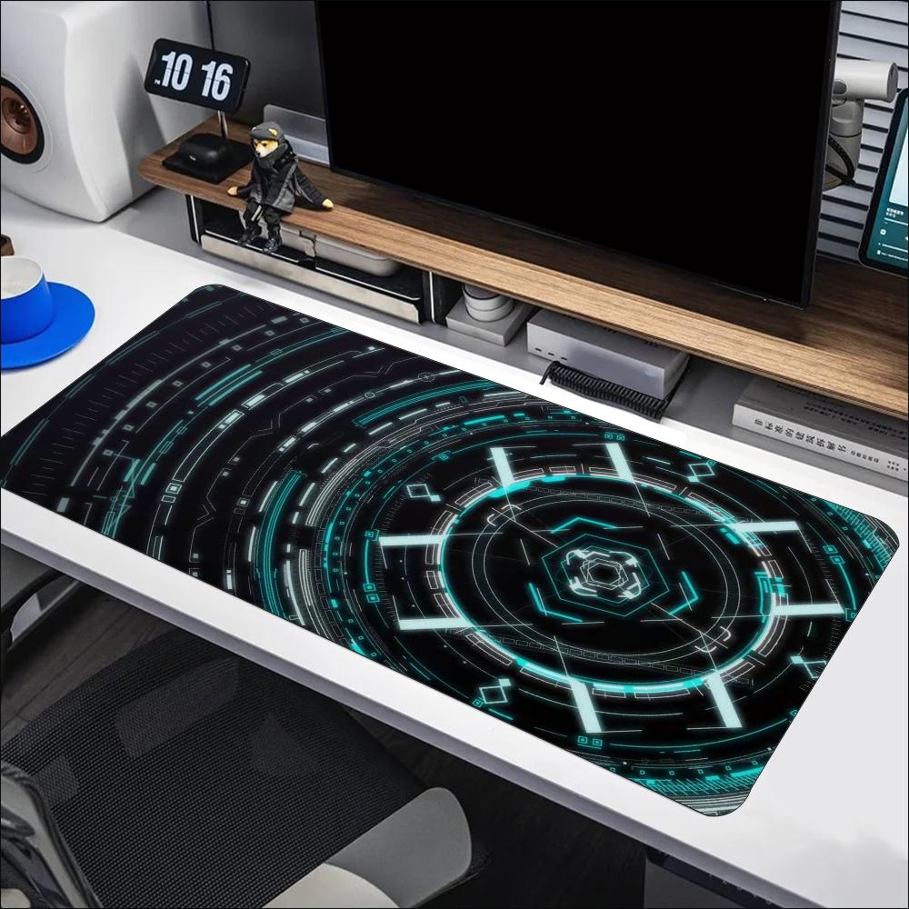 Office Tech Set Up - Blue Cyan Tech Circuit Circle Large