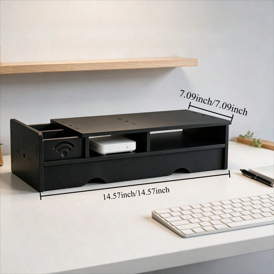 Black Matte WiFi Router Storag - đánh giá và giá Office Tech Set Up