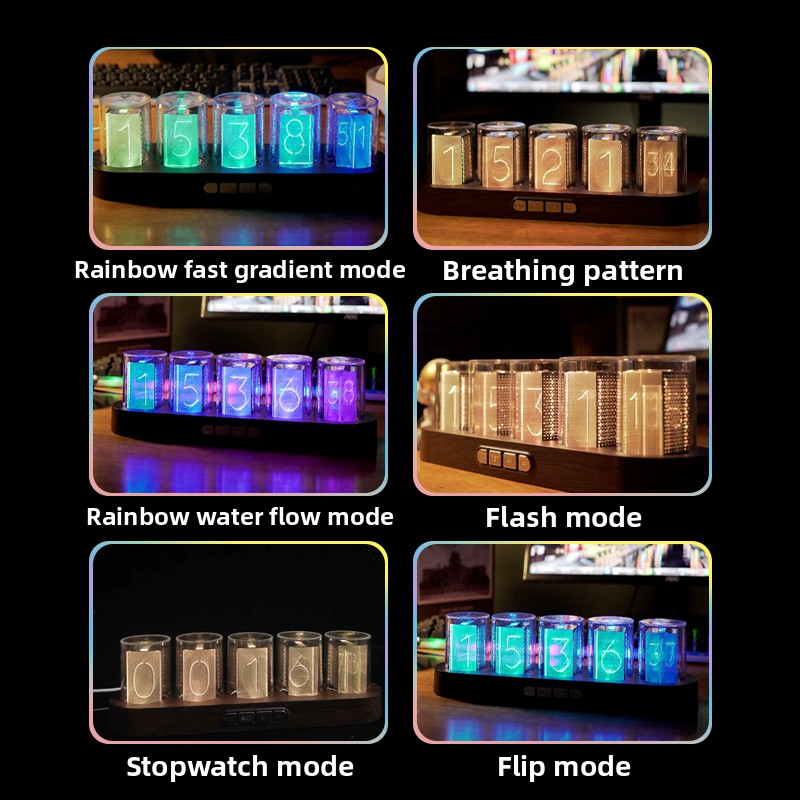 LED Nixie Tube Clock RGB Gamin - đánh giá và giá Office Tech Set Up